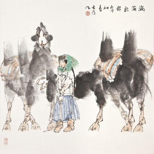 1-劉大為：瀚海駝鈴（中國(guó)畫）68X68，2006年作