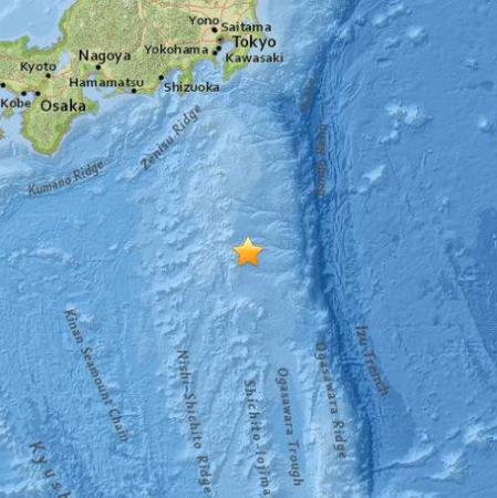 日本東南部海域發(fā)生4.9級地震。（圖片來源：美國地質(zhì)勘探局網(wǎng)站）