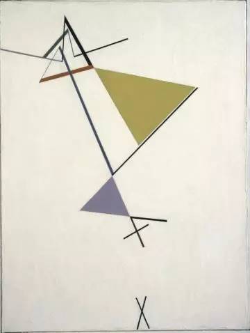 　　《三角的發(fā)展（Development of a Triangle）》，托馬斯?馬爾多納多（TomásMaldonado），布面油畫，1949年