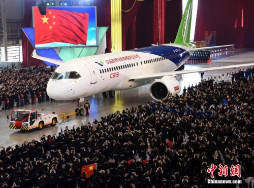 資料圖：中國自主研制的C919大型客機。<a target='_blank' href='http://www.chinanews.com/'>中新社</a>記者 孫自法 攝