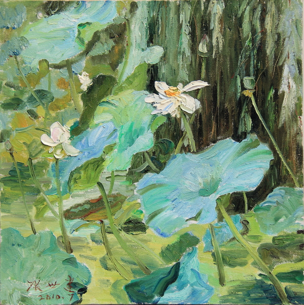 張世健《荷塘系列之六》 60×60cm 布面油畫 2010