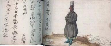 馬來(lái)西亞華僑商人興浦的肖像和親筆字。De Vrise, Album Amicorum, 1601年。私人收藏