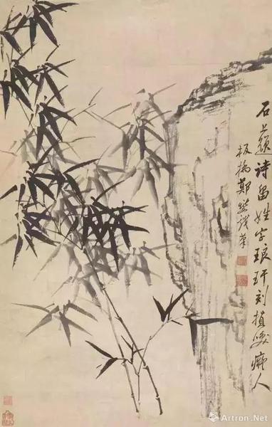 清 鄭夑 石畔瑯玕圖 鄧拓舊藏 現(xiàn)藏中國(guó)美術(shù)館