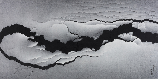 仇德樹，裂變 - 太和，122×244cm，宣紙、丙烯、畫布，2008