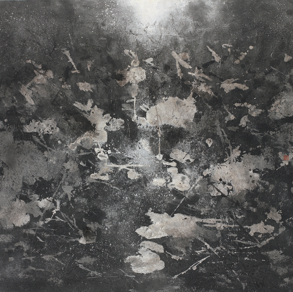 陸春濤，荷塘·2014No.105，97×97cm，紙本水墨設色，2014