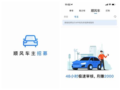 哈啰出行在部分城市試點順風(fēng)車業(yè)務(wù)。截圖