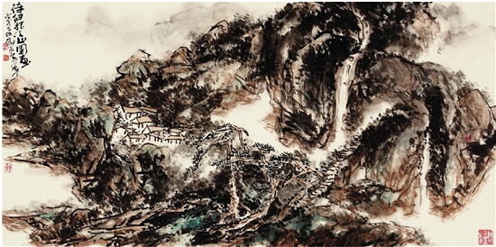 謝水墨 待細(xì)把江山圖畫(huà) 68×138cm